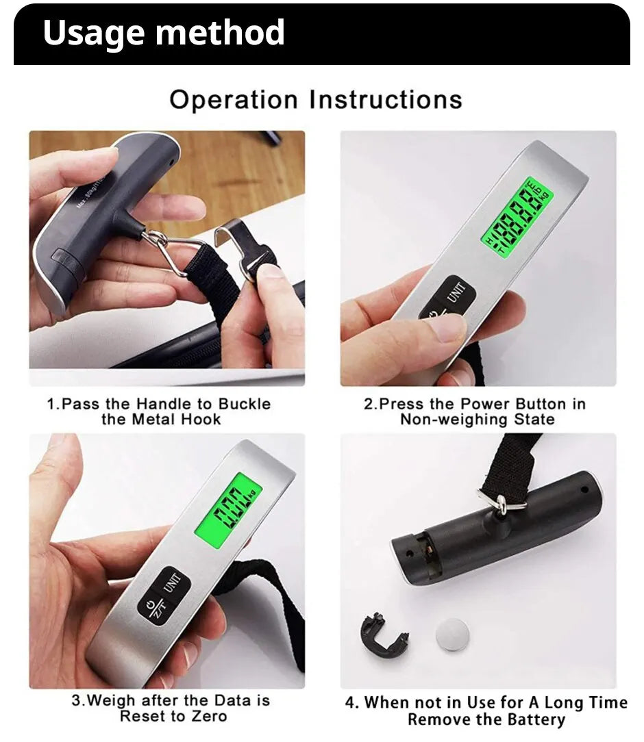 Luggage Scale 110lb / 50kg Digital Handheld Portable Hanging Baggage Scale